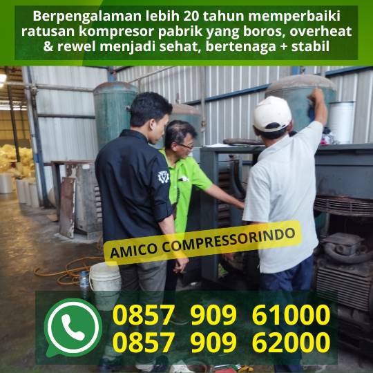 ahli screw kompresor patah, perbaikan screw kompresor mati, screw compressor problem solving, amico compressorindo